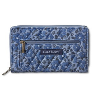 Navy Floral RFID Wrist Strap Wallet
