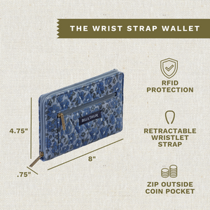 Navy Floral RFID Wrist Strap Wallet