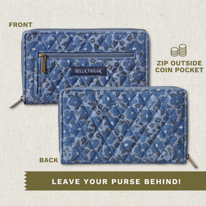 Navy Floral RFID Wrist Strap Wallet