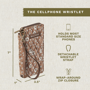 Vintage Vine Brown RFID Modern Wristlet Wallet