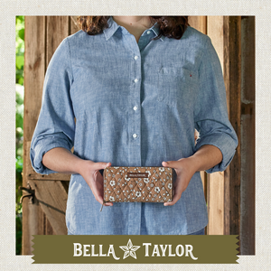 Vintage Vine Brown RFID Slim Card Wallet