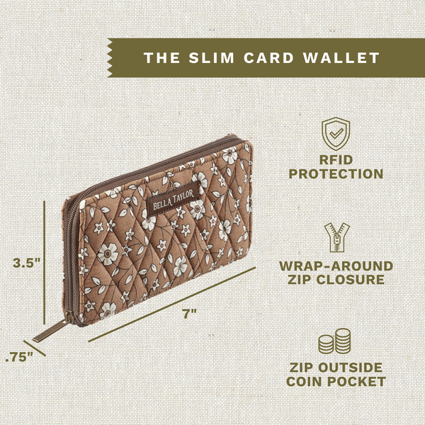 Vintage Vine Brown RFID Slim Card Wallet